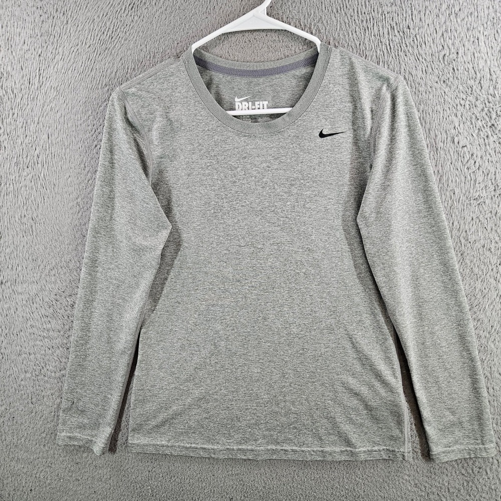 Nike Dri-FIT Women Heathered Gray Long Sleeve Training Shirt Small